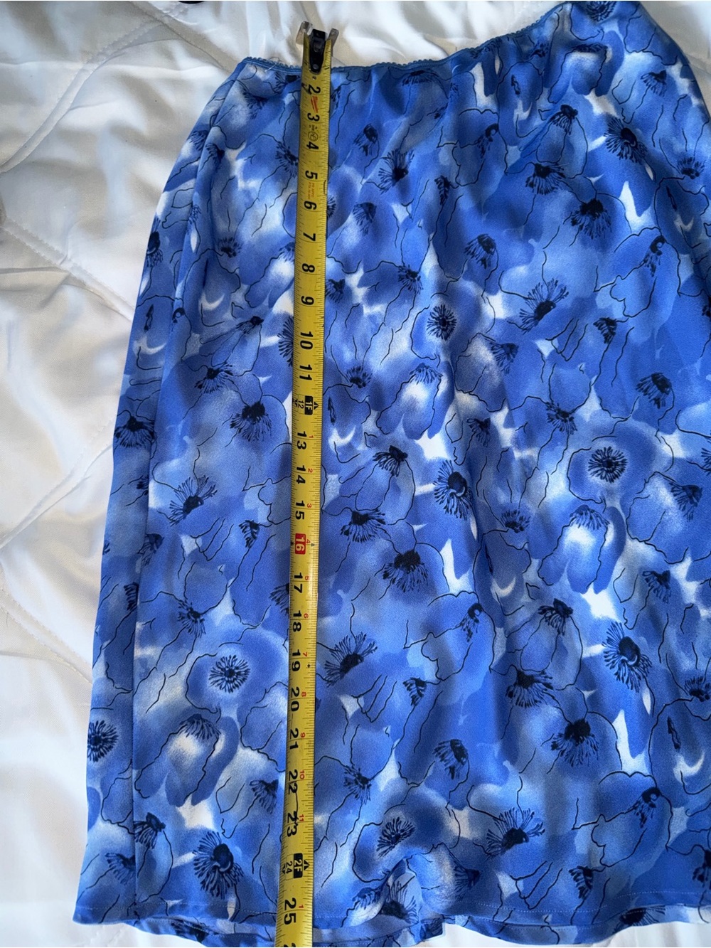 Vintage 90s Blue Floral Midi Skirt A-Line Cottagecore Y2K Size M - Picture 5 of 5